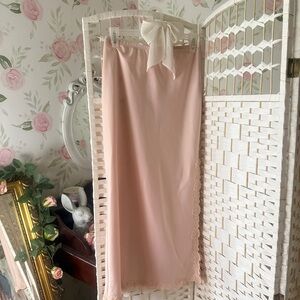 Blush Pink Lace Trim Slip Skirt